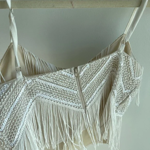 Lulus Beaded Cream Fringe Matching Set - Picture 9 of 10